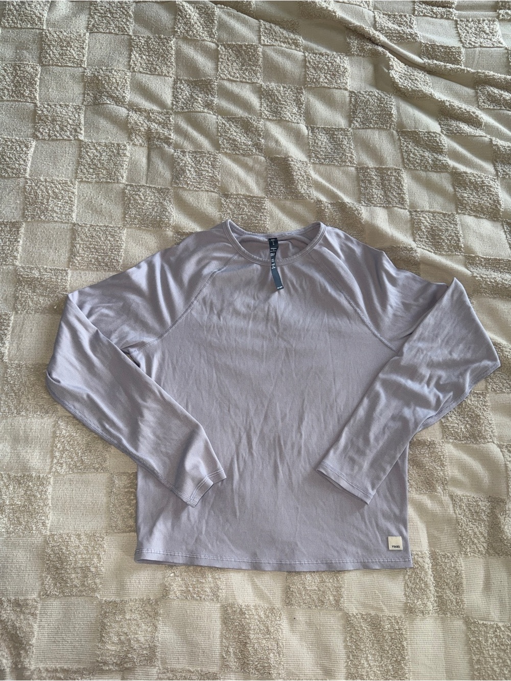 Vuori Pose Crew Long Sleeve Ribbed Top Lavender Purple Large RN156509
